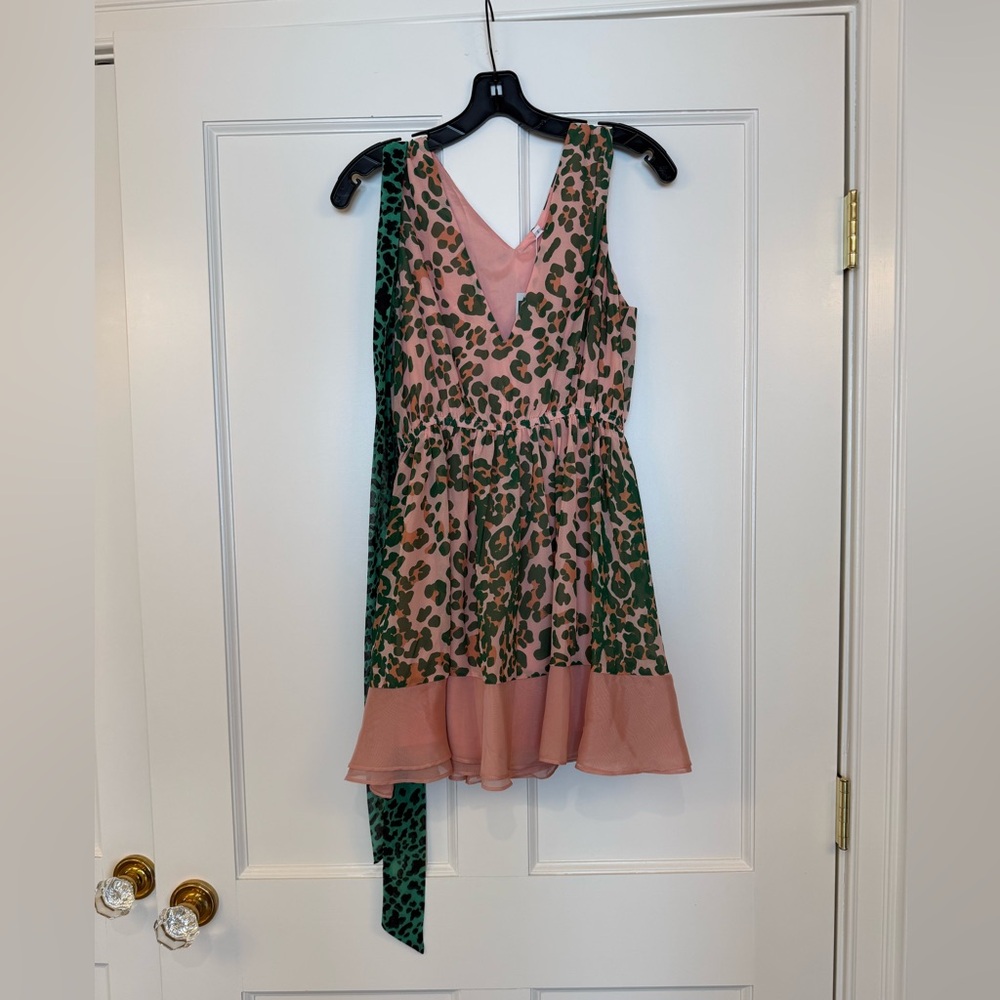 Pink and Green Leopard Print Dress